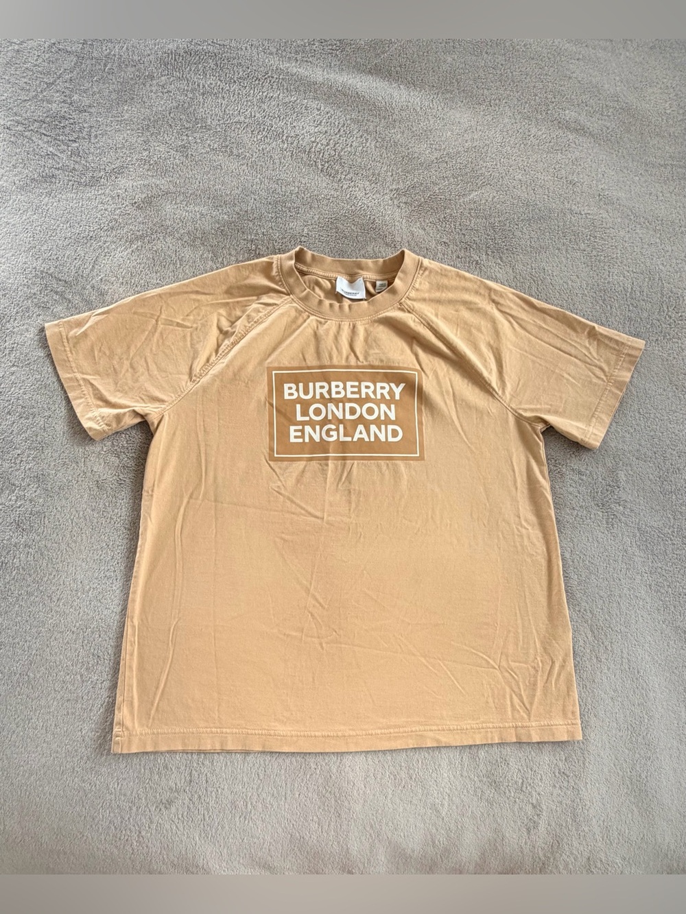 Burberry London England Tan Beige Logo T-Shirt Size S